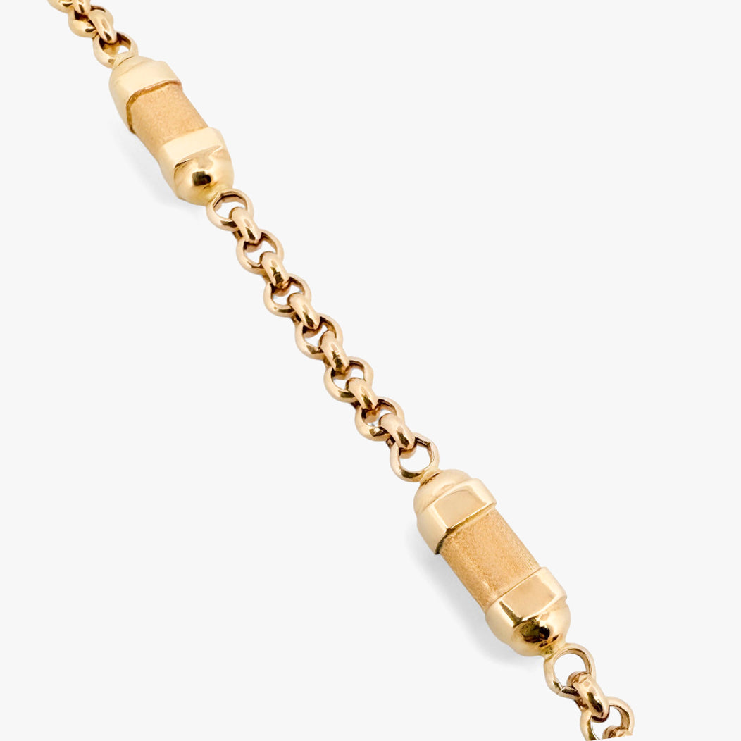 Pulsera cadena rolo  con barriles oro amarillo 18kt de 20cm - 25128GV