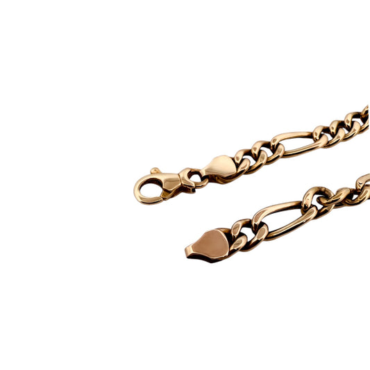 Pulsera oro amarillo de 18kt con cadena alterna tipo cartier. La cadena mide 19,5cm hace 11mm de grosor. Cierre tipo mosquetón.