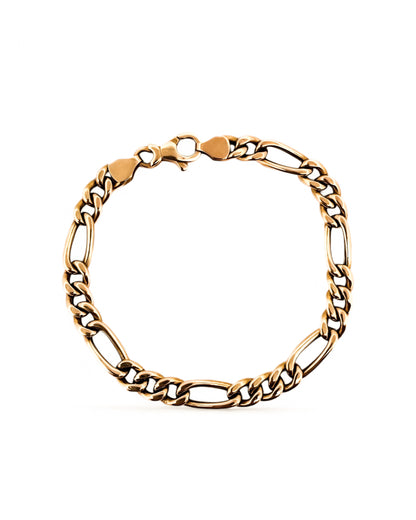 Pulsera oro amarillo de 18kt con cadena alterna tipo cartier. La cadena mide 19,5cm hace 11mm de grosor. Cierre tipo mosquetón.