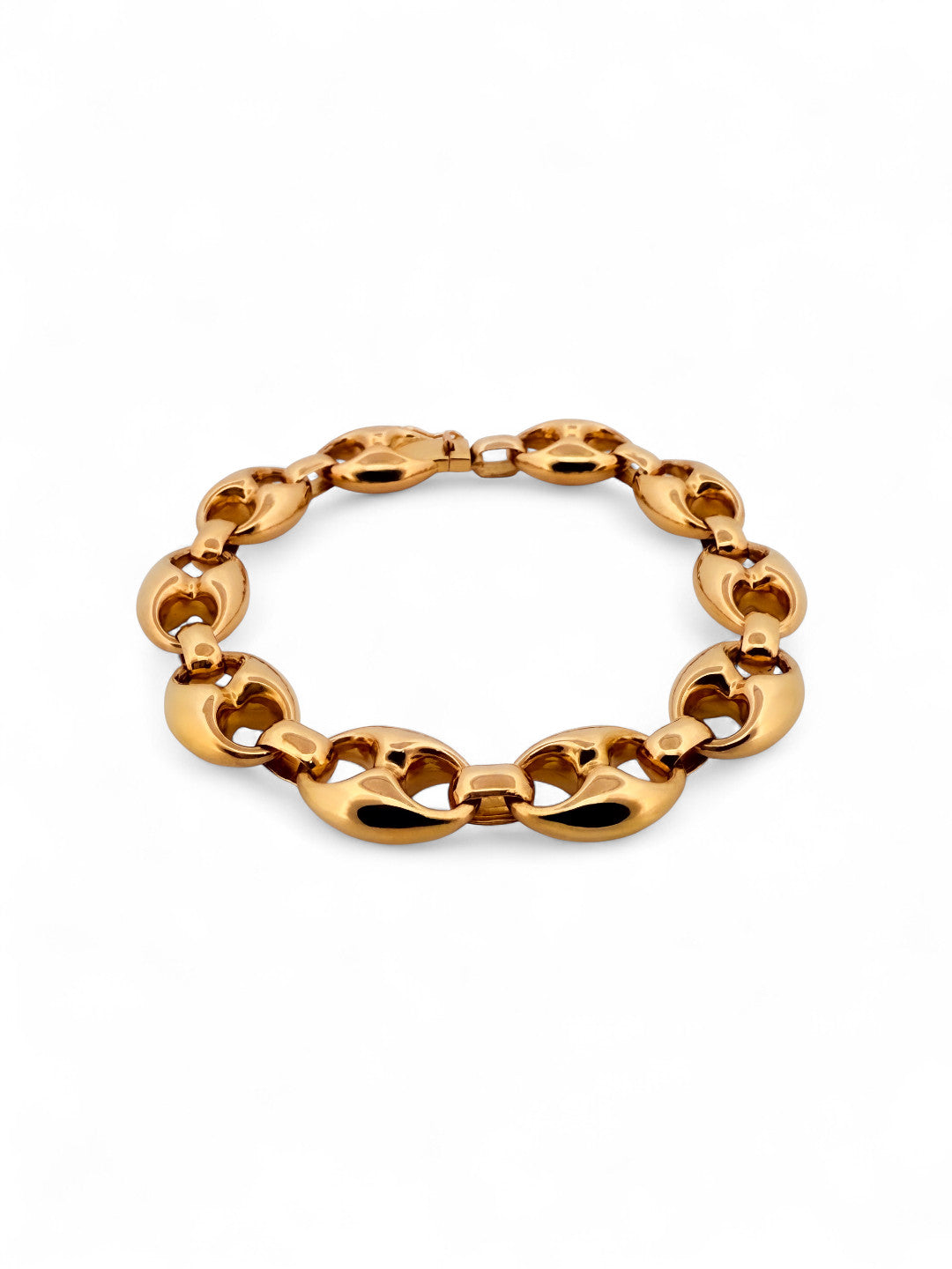 Pulsera de oro de 18kt con cadena tipo calabrote hueca de 13mm de grosor y 21 cm de largo
Pulseras grano de café calabrote baratas