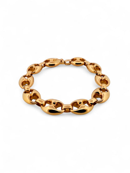 Pulsera de oro de 18kt con cadena tipo calabrote hueca de 13mm de grosor y 21 cm de largo
Pulseras grano de café calabrote baratas