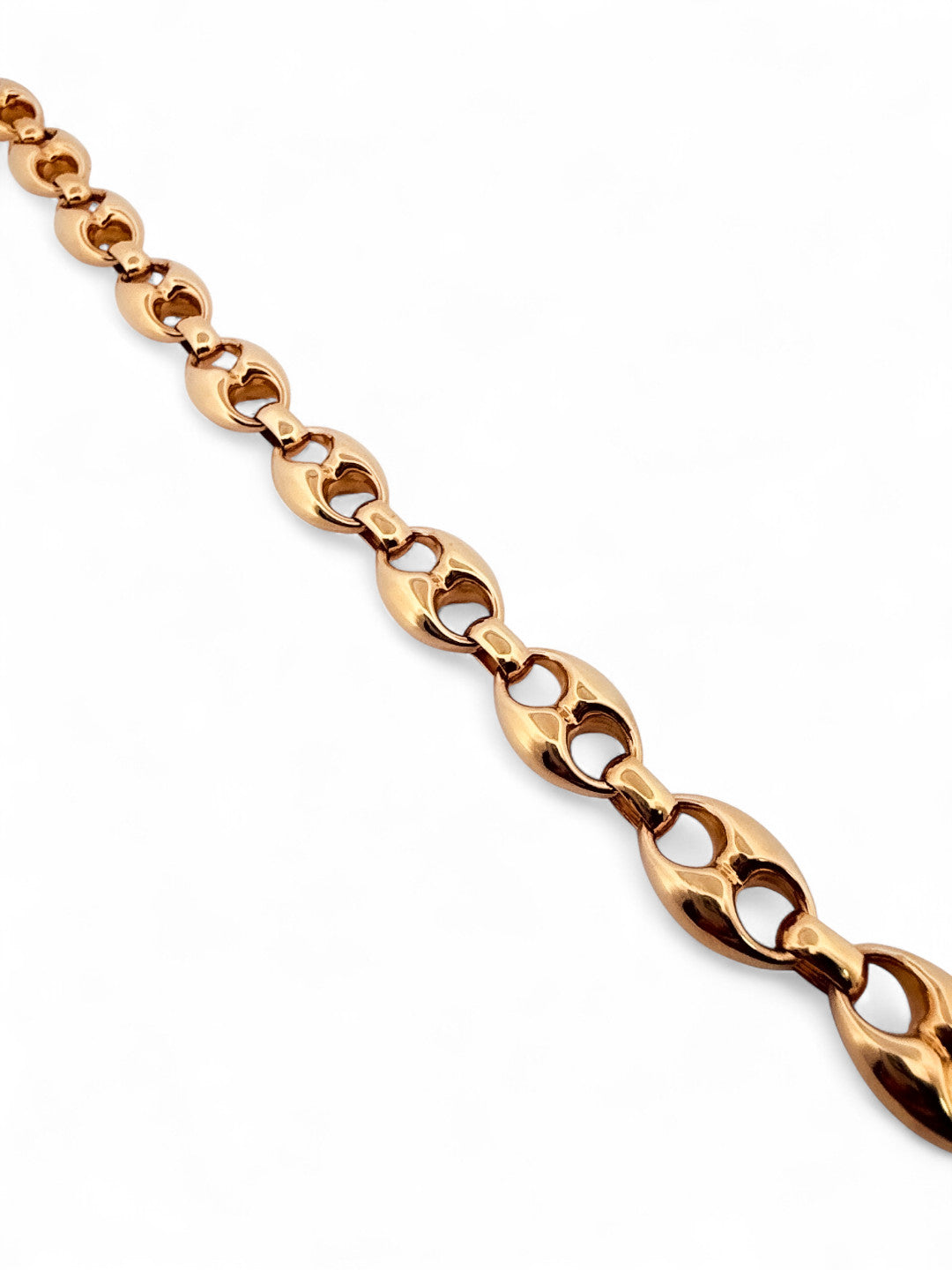 Pulsera de oro de 18kt con cadena tipo calabrote hueca de 13mm de grosor y 21 cm de largo
Pulseras grano de café calabrote baratas