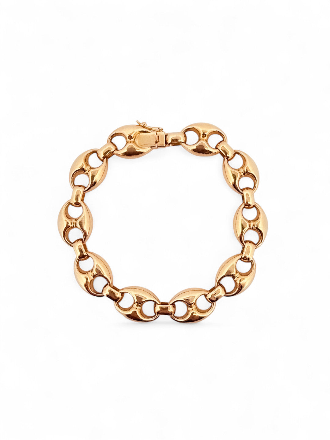 Pulsera de oro de 18kt con cadena tipo calabrote hueca de 13mm de grosor y 21 cm de largo
Pulseras grano de café calabrote baratas