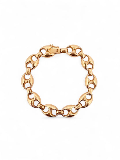 Pulsera de oro de 18kt con cadena tipo calabrote hueca de 13mm de grosor y 21 cm de largo
Pulseras grano de café calabrote baratas