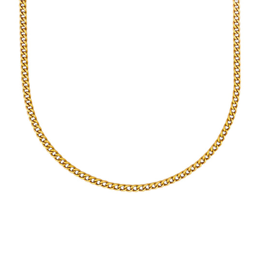 Comprar collar de oro amarillo de 18kt con cadena barbada. La cadena mide 55cm de largo y dispone de un cierre tipo gancho. Cadenas de oro 18kt baratas. 