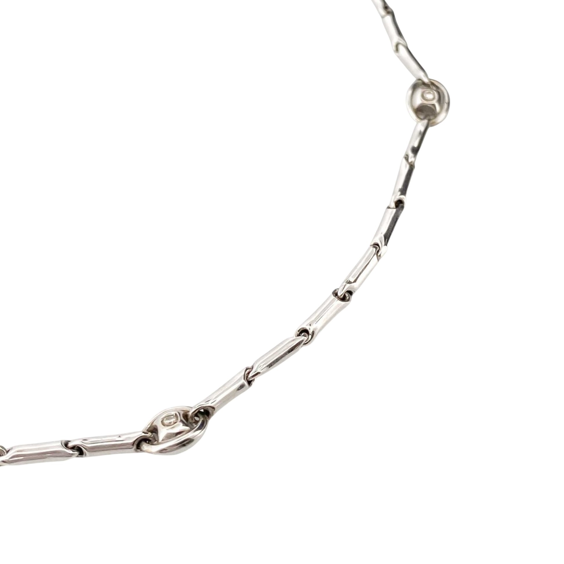 Collar de la firma italiana Chimento con cadena semirrígida oro blanco de 18kt con 14 diamantes talla brillante intercalados. Joyas de segunda mano alta gama. Joyería Compro Oro Barcelona. Joyas baratas.
