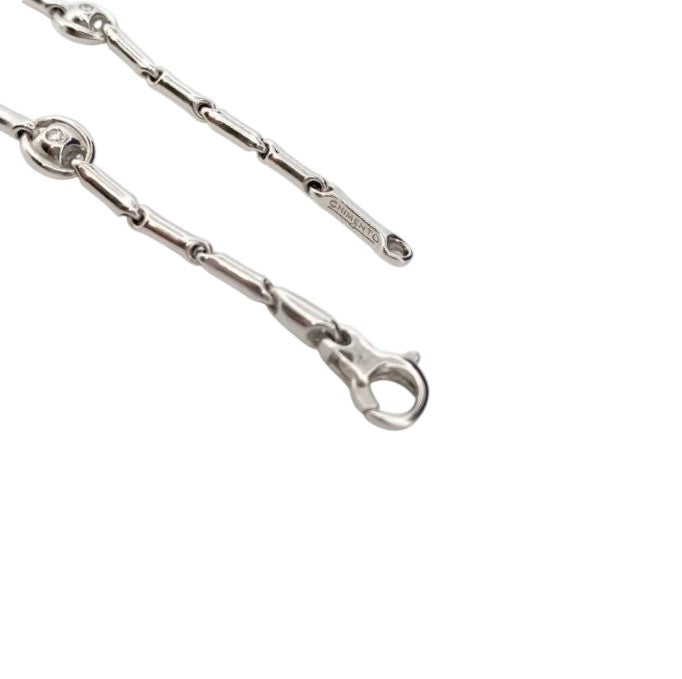Collar de la firma italiana Chimento con cadena semirrígida oro blanco de 18kt con 14 diamantes talla brillante intercalados. Joyas de segunda mano alta gama. Joyería Compro Oro Barcelona. Joyas baratas.