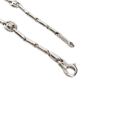 Collar de la firma italiana Chimento con cadena semirrígida oro blanco de 18kt con 14 diamantes talla brillante intercalados. Joyas de segunda mano alta gama. Joyería Compro Oro Barcelona. Joyas baratas.