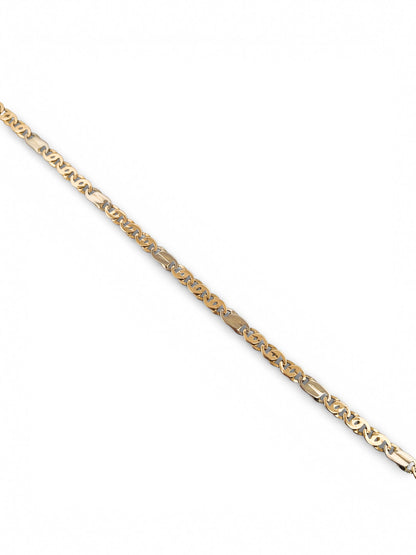 Comprar collar cadena eslabones ojo de lince, intercalando oro amarillo de 18kt y oro blanco y cierre tipo mosquetón. Joyería Ian'Or.