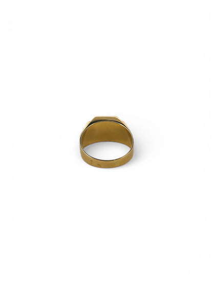 Comprar anillo tipo sello de oro amarillo de 18kt. Joyas de segunda mano y restauradas. Sellos de hombre de oor 18kt baratos.