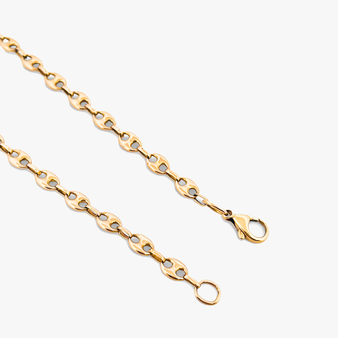 Comprar collar de oro amarillo de 18kt de cadena de calabrote o grano de café. 68cm de largo y grosor de 5,70mm. Envío gratuito y pieza certificada.