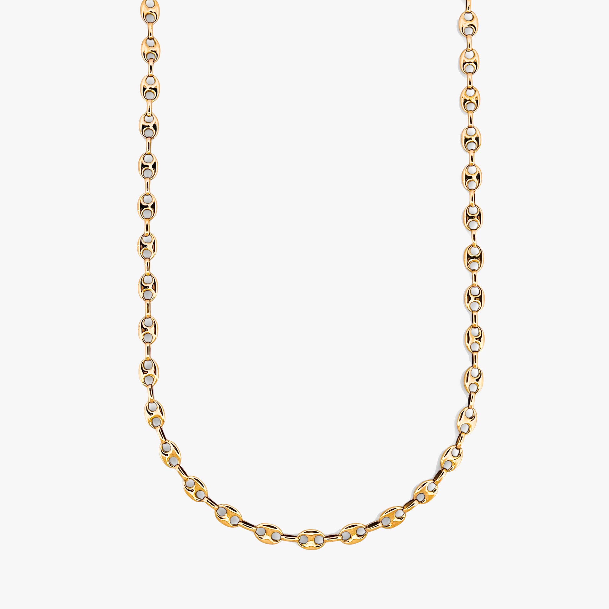 Comprar collar de oro amarillo de 18kt de cadena de calabrote o grano de café. 68cm de largo y grosor de 5,70mm. Envío gratuito y pieza certificada.