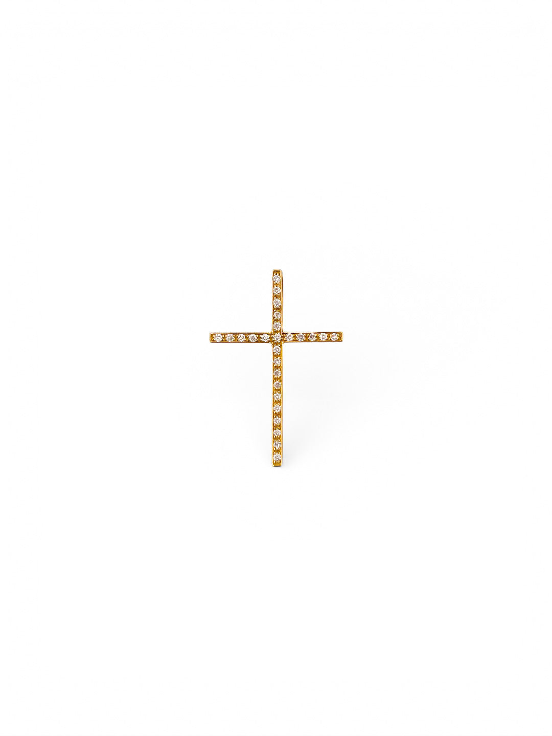 Comprar colgante en forma de cruz con 26 diamantes talla brillante realizada en oro amarillo de 18kt. Cruces de oro y diamantes 18kt baratas
