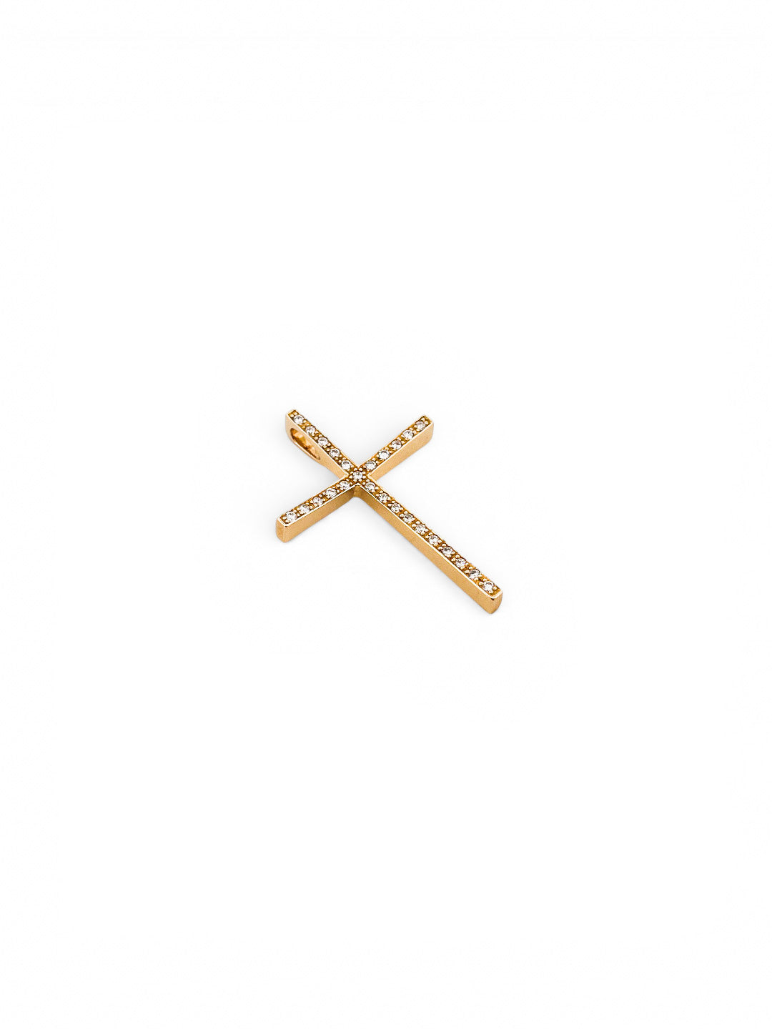 Comprar colgante en forma de cruz con 26 diamantes talla brillante realizada en oro amarillo de 18kt. Cruces de oro y diamantes 18kt baratas