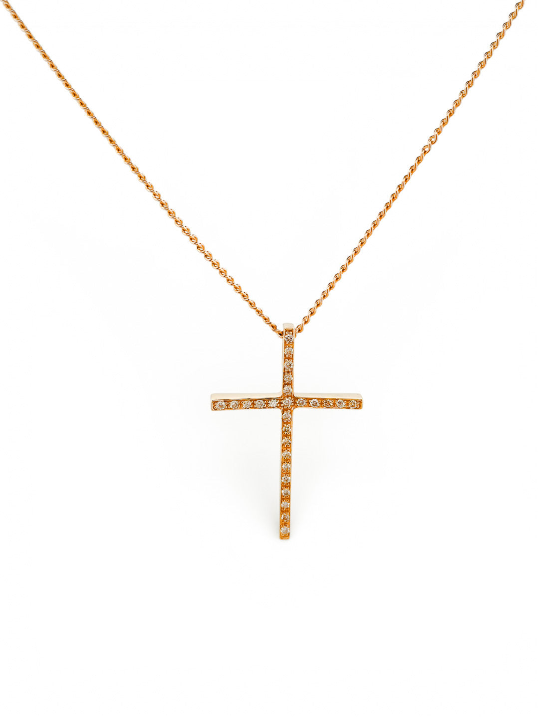 Comprar colgante en forma de cruz con 26 diamantes talla brillante realizada en oro amarillo de 18kt. Cruces de oro y diamantes 18kt baratas
