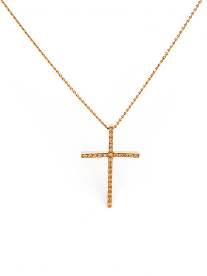Comprar colgante en forma de cruz con 26 diamantes talla brillante realizada en oro amarillo de 18kt. Cruces de oro y diamantes 18kt baratas