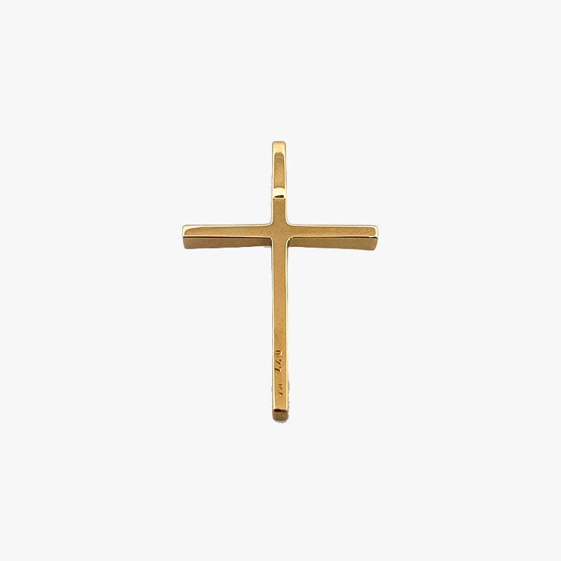 Comprar colgante en forma de cruz con 26 diamantes talla brillante realizada en oro amarillo de 18kt. Cruces de oro y diamantes 18kt baratas