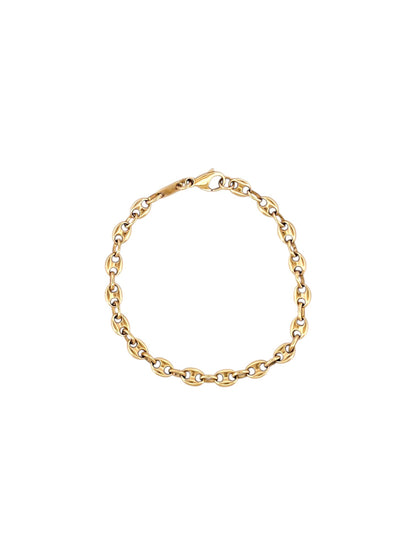 Comprar pulsera de oro de 18kt con cadena tipo calabrote de 4,68mm de grosor. La pulsera mide 16,5cm y dispone de cierre tipo mosquetón. Joyería de segunda mano Barcelona.