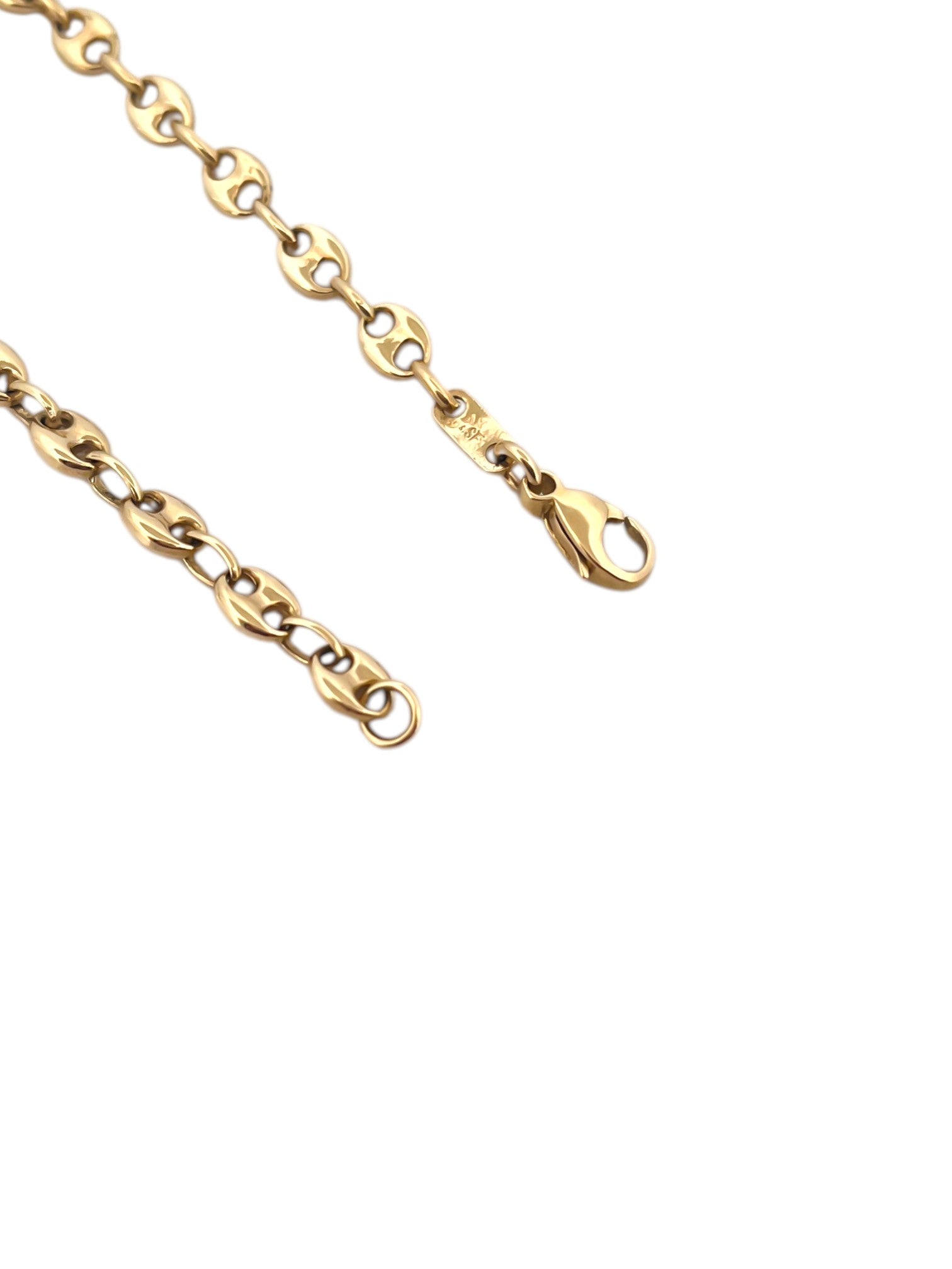 Comprar pulsera de oro de 18kt con cadena tipo calabrote de 4,68mm de grosor. La pulsera mide 16,5cm y dispone de cierre tipo mosquetón. Joyería de segunda mano Barcelona.