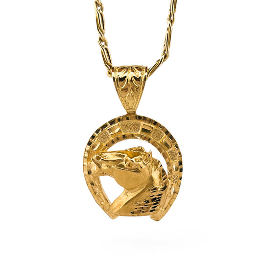 Comprar colgante medalla tipo herradura de caballo realizado en oro amarillo de 18kt. colgantes caballo y herradura de oro al mejor precio