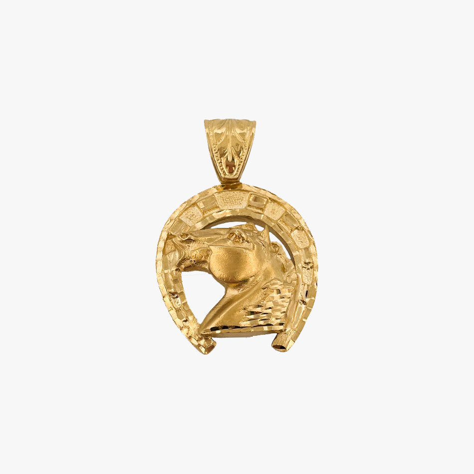 Comprar colgante medalla tipo herradura de caballo realizado en oro amarillo de 18kt. colgantes caballo y herradura de oro al mejor precio
