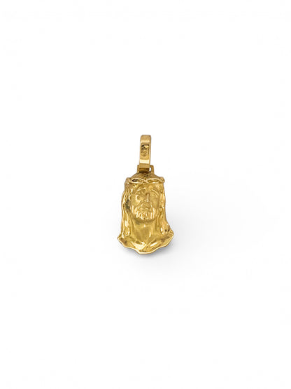 Comprar colgante medalla tipo cara de cristo realizado en oro amarillo de 18kt. Joyeria religiosa.