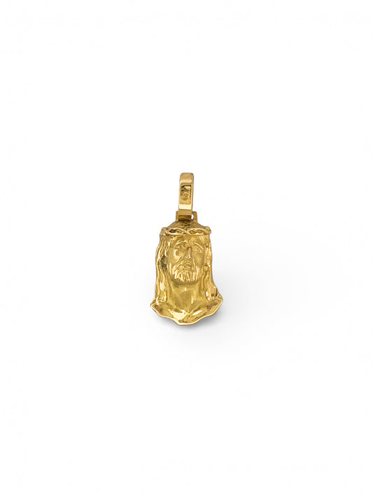 Comprar colgante medalla tipo cara de cristo realizado en oro amarillo de 18kt. Joyeria religiosa.