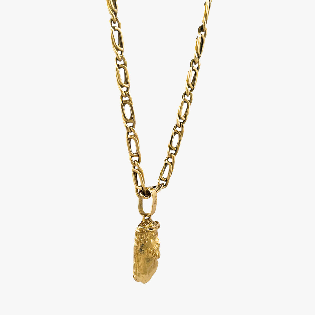 Comprar colgante medalla tipo cara de cristo realizado en oro amarillo de 18kt. Joyeria religiosa. Pieza certificada y envío gratuito