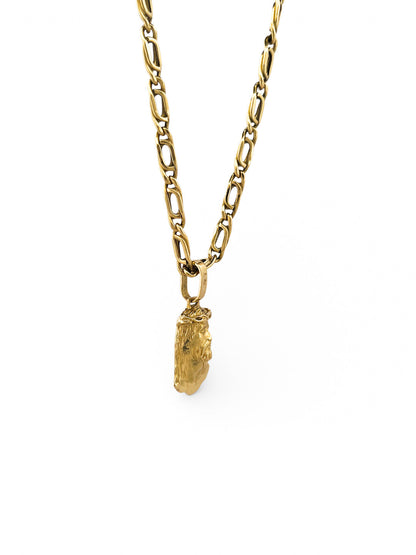 Comprar colgante medalla tipo cara de cristo realizado en oro amarillo de 18kt. Joyeria religiosa.