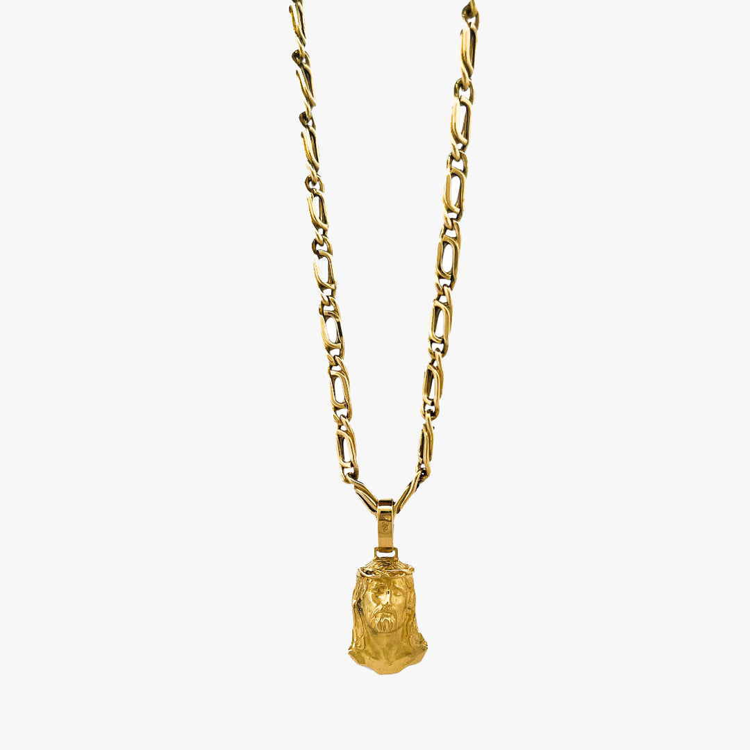 Comprar colgante medalla tipo cara de cristo realizado en oro amarillo de 18kt. Joyeria religiosa. Pieza certificada y envío gratuito