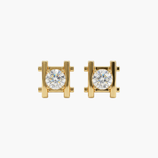 Comprar pendientes tipo dormilonas realizados en oro amarillo de 18kt y diamantes talla brillante. Estos pendientes disponen de cierre por presión. Una joya clásica y elegante que no debe faltar en un joyero. Dormilonas de oro amarillo y brillantes baratas