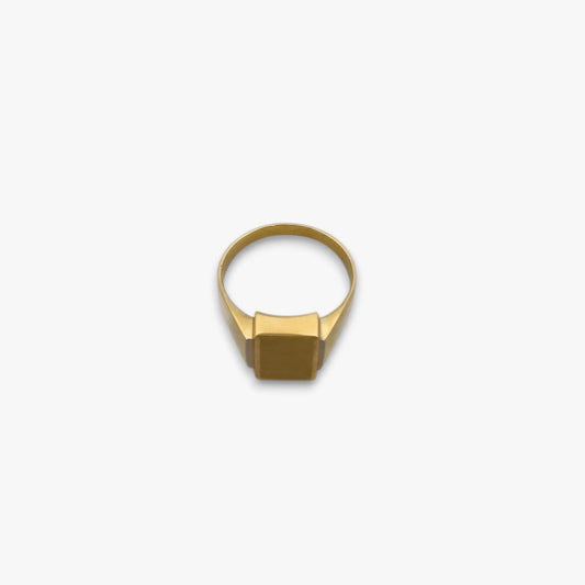Comprar anillo tipo sello de oro amarillo de 18kt con frontal mate. Joyas de segunda mano y restauradas. Sellos de hombre de oro 18kt baratos.