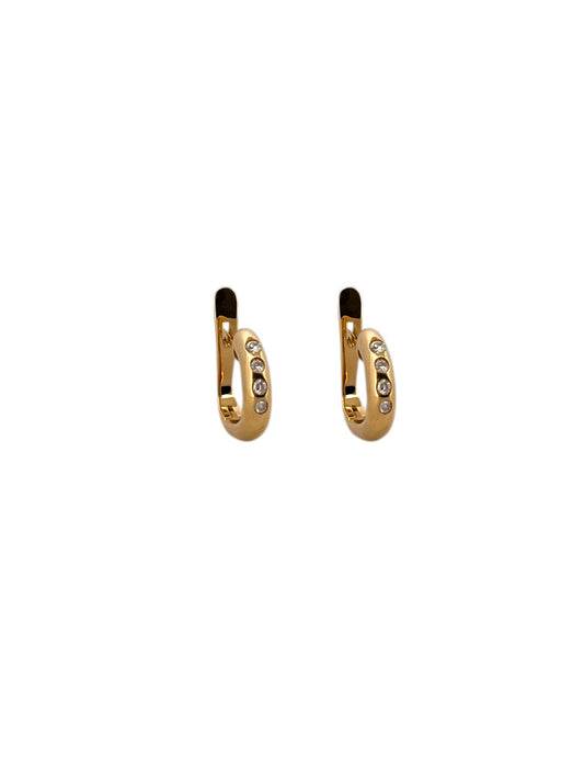 Comprar pendientes de oro amarillo de 18kt con 4 diamantes en cada pendiente. Estos preciosos pendientes miden 15mm de alto y 10mm de ancho y disponen de cierre catalán.