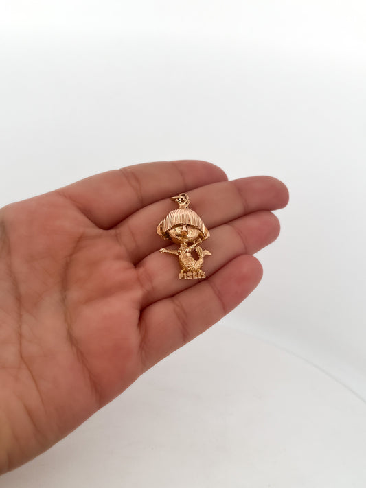 Comprar colgante medalla de el signo del horosocopo piscis en forma de sirena, realizada en oro amarillo de 18kt.Joyería Ian'Or. Joyas de segunda mano. Joyas restauradas. Colgantes baratos. Envío gratis.