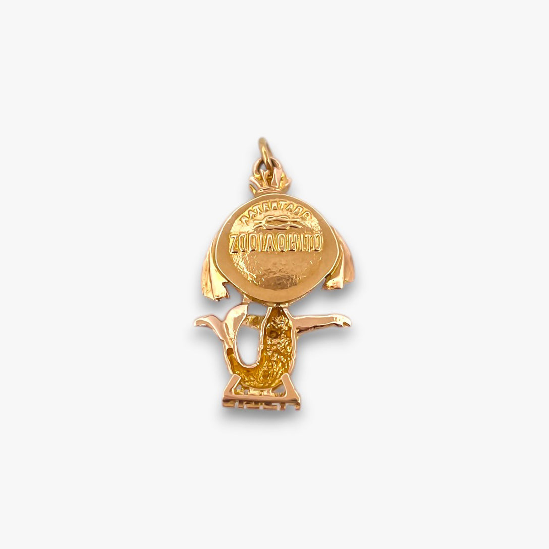 Comprar colgante medalla de el signo del horosocopo piscis en forma de sirena, realizada en oro amarillo de 18kt. Envío gratis, pieza certificada