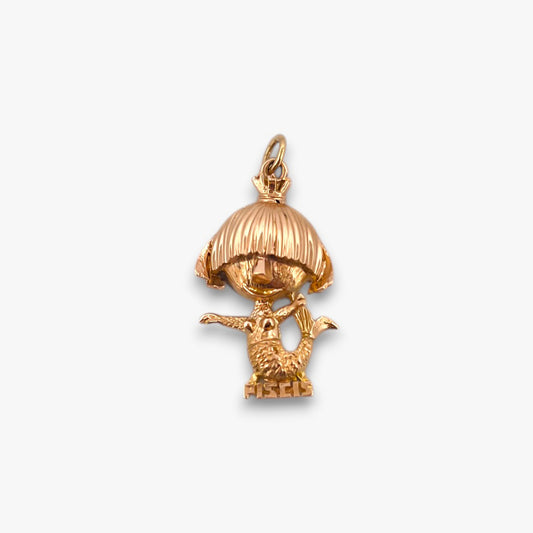 Comprar colgante medalla de el signo del horosocopo piscis en forma de sirena, realizada en oro amarillo de 18kt. Envío gratis, pieza certificada