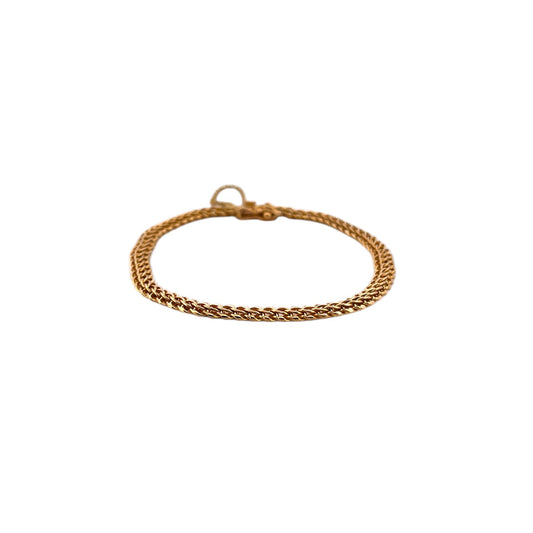 Comprar pulsera oro amarillo de 18kt con cadena tipo bizantina. La pulsera mide 20cm y dispone de cierre tipo cajón y brazo y cadena de seguridad.Pulseras oro 18kt al mejor precio. Ian'Or.