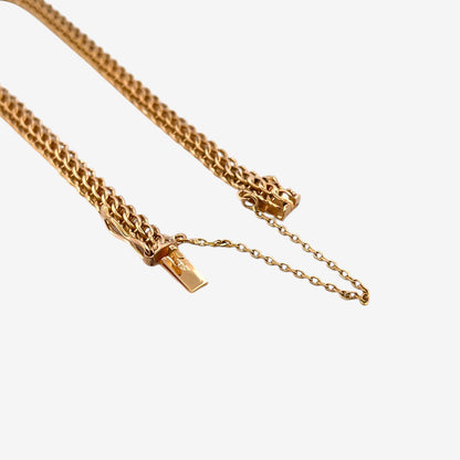 Comprar pulsera oro amarillo de 18kt con cadena tipo bizantina. La pulsera mide 20cm y dispone de cierre tipo cajón y brazo y cadena de seguridad. Pulseras oro 18kt al mejor precio. Ian'Or.
