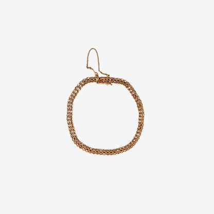 Comprar pulsera oro amarillo de 18kt con cadena tipo bizantina. La pulsera mide 20cm y dispone de cierre tipo cajón y brazo y cadena de seguridad. Pulseras oro 18kt al mejor precio. Ian'Or.