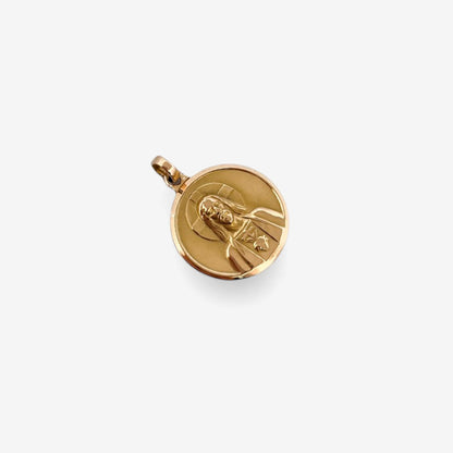 Comprar colgante medalla tipo escapulario realizado en oro amarillo de 18kt con grabado de la Virgen del Carmen y el corazón de Jesús.Joyas de oro al mejor precio