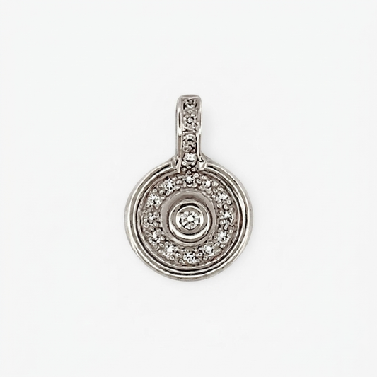 Colgante medalla oro blanco con diamantes - 26637GV