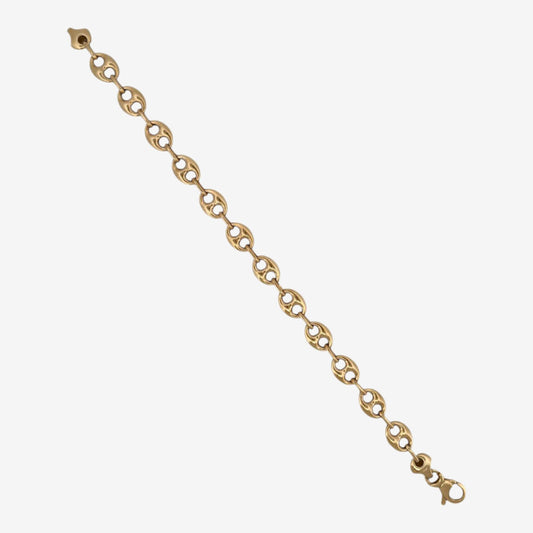 Comprar pulsera de oro de 18kt con cadena tipo calabrote hueca de 9,26mm de grosor y 21,5 cm de largo. Esta pulsera dispone de cierre tipo mosquetón.
Pulseras grano de café calabrote baratas