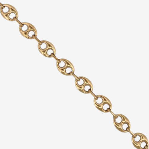 Comprar pulsera de oro de 18kt con cadena tipo calabrote hueca de 9,26mm de grosor y 21,5 cm de largo. Esta pulsera dispone de cierre tipo mosquetón.
Pulseras grano de café calabrote baratas