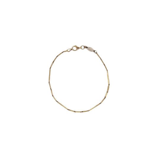 Comprar pulsera oro amarillo de 18kt con cadena de eslabones barra. La pulsera mide 18,5cm y hace 1,69mm de grosor. Esta pulsera dispone de cierre tipo mosquetón.