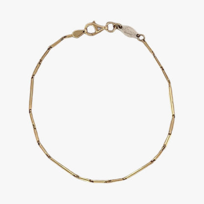 Comprar pulsera oro amarillo de 18kt con cadena de eslabones barra. La pulsera mide 18,5cm y hace 1,69mm de grosor. Esta pulsera dispone de cierre tipo mosquetón.