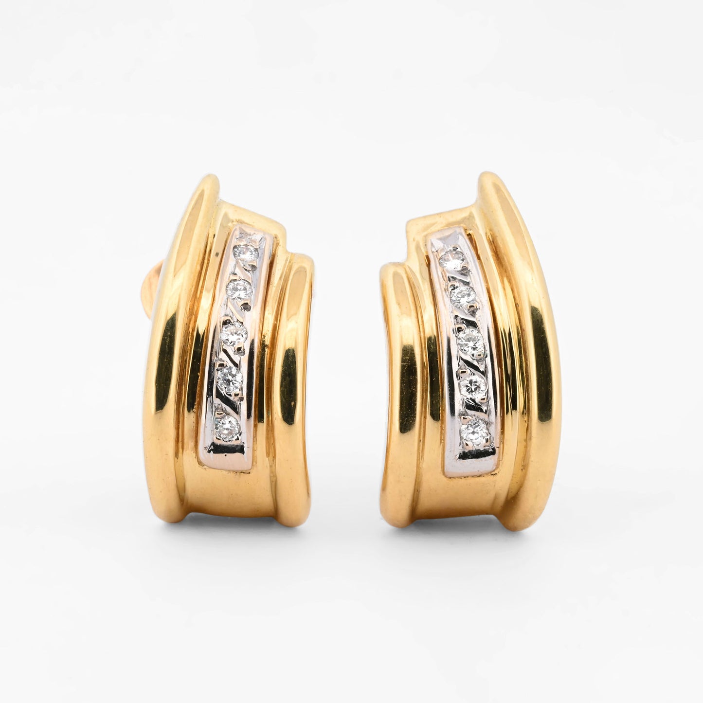 Pendientes medio aro oro amarillo 18kt y diamantes - 26980GV