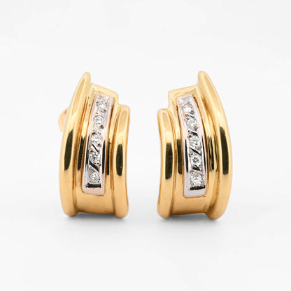 Pendientes medio aro oro amarillo 18kt y diamantes - 26980GV