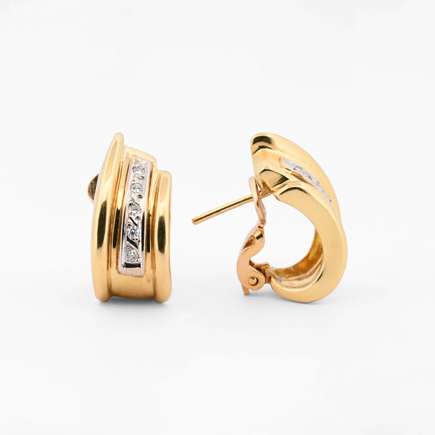 Pendientes medio aro oro amarillo 18kt y diamantes - 26980GV