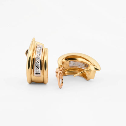 Pendientes medio aro oro amarillo 18kt y diamantes - 26980GV
