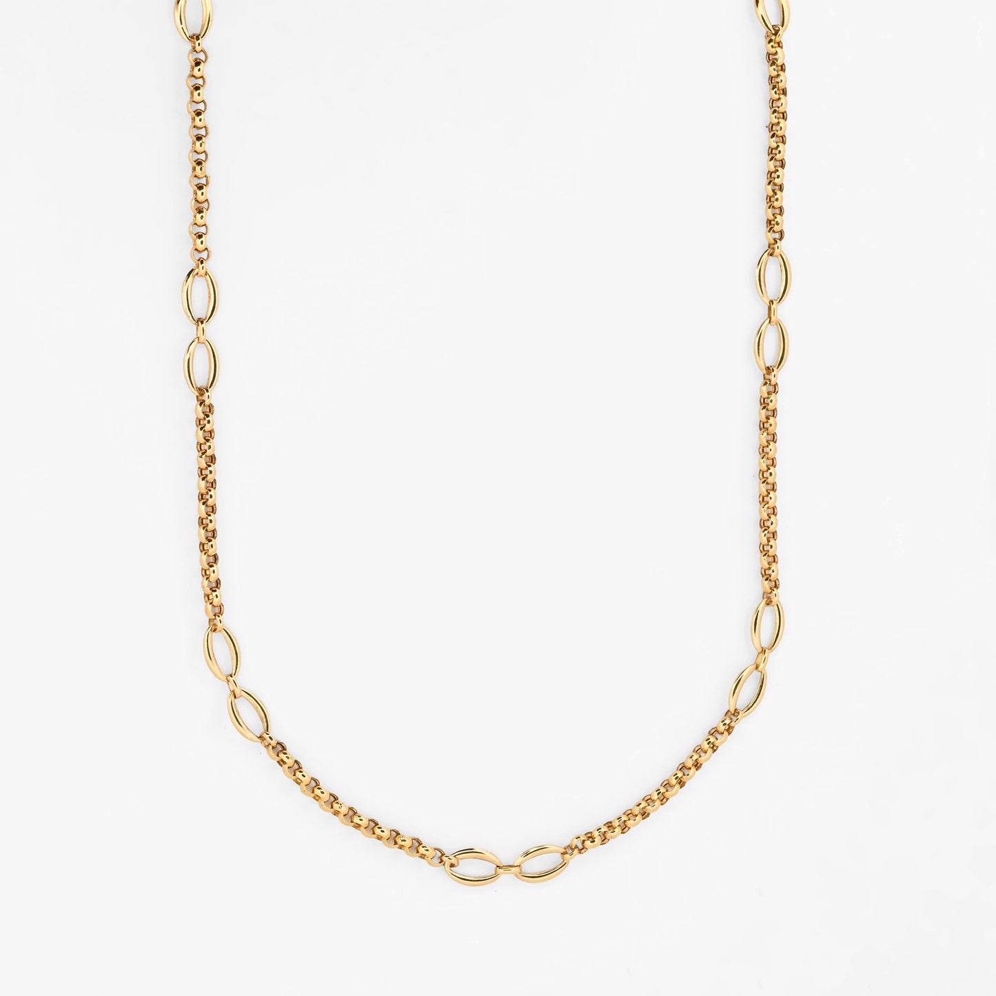 Collar cadena alterna estilo rolo con eslabones ovalados oro amarillo 18kt - 26986GV